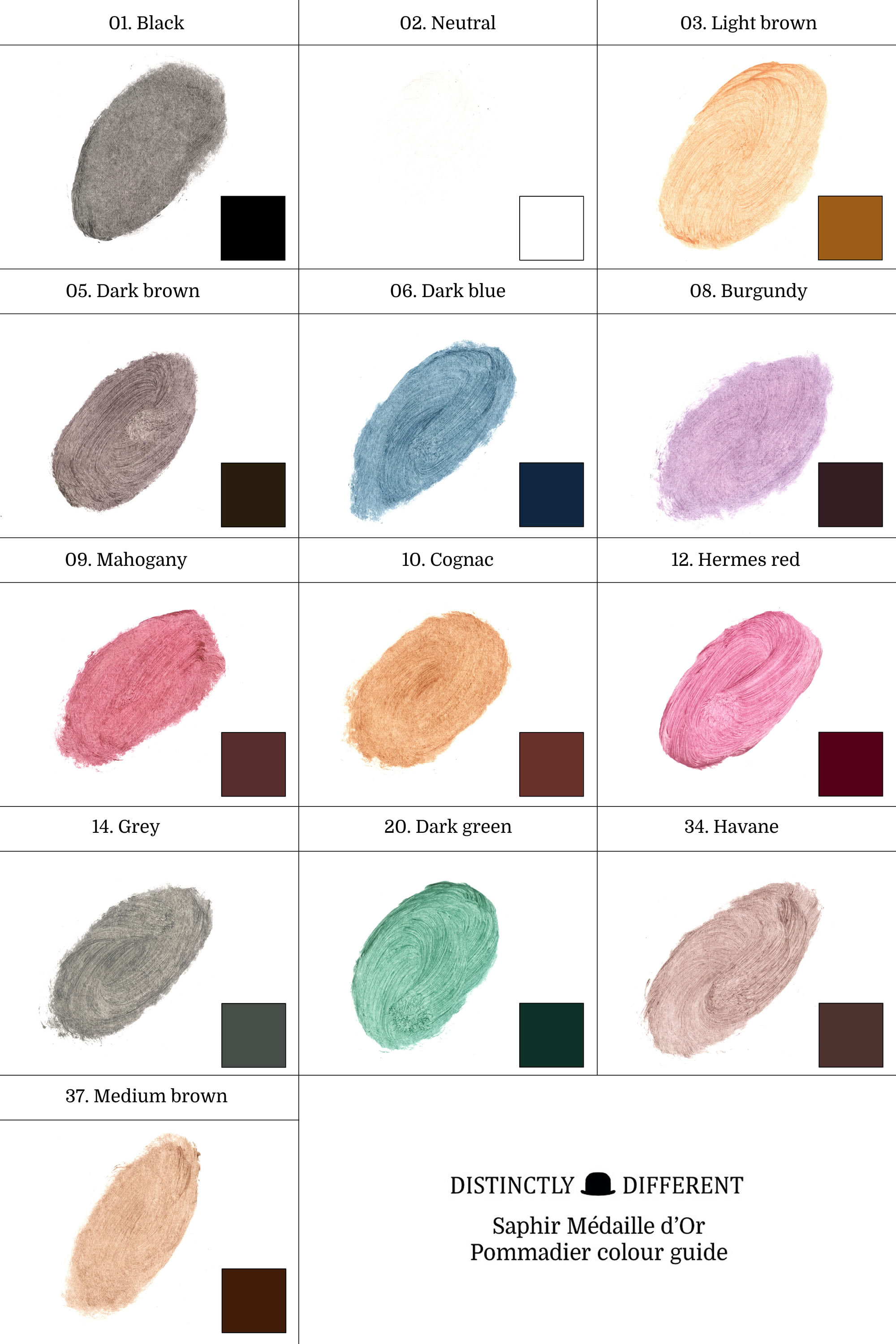 Saphir Pommadier colour guide